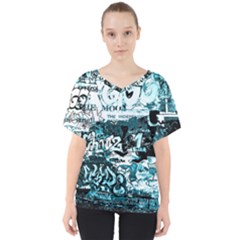 Graffiti V-neck Dolman Drape Top