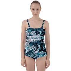 Graffiti Twist Front Tankini Set