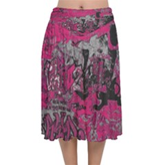 Graffiti Velvet Flared Midi Skirt