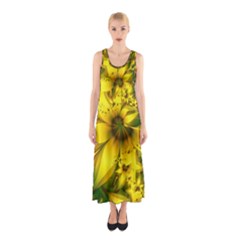 Beautiful Yellow-green Meadow Of Daffodil Flowers Sleeveless Maxi Dress by jayaprime