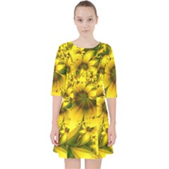 Beautiful Yellow-green Meadow Of Daffodil Flowers Pocket Dress