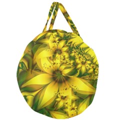 Beautiful Yellow-green Meadow Of Daffodil Flowers Giant Round Zipper Tote by jayaprime