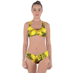 Beautiful Yellow-green Meadow Of Daffodil Flowers Criss Cross Bikini Set