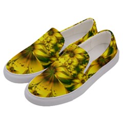 Beautiful Yellow-green Meadow Of Daffodil Flowers Men s Canvas Slip Ons by jayaprime