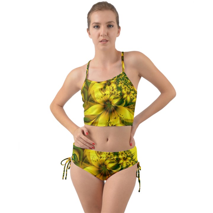 Beautiful Yellow-Green Meadow of Daffodil Flowers Mini Tank Bikini Set