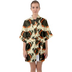 Butterfly Butterflies Insects Quarter Sleeve Kimono Robe