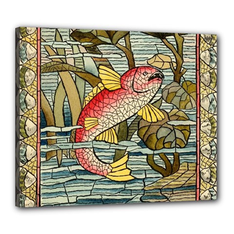 Fish Underwater Cubism Mosaic Canvas 24  X 20  by Celenk