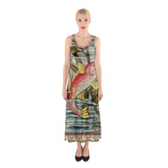 Fish Underwater Cubism Mosaic Sleeveless Maxi Dress by Celenk