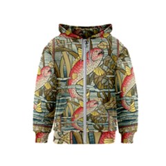 Fish Underwater Cubism Mosaic Kids  Zipper Hoodie by Celenk