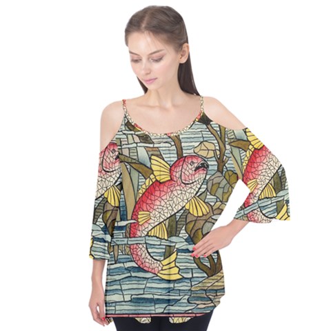 Fish Underwater Cubism Mosaic Flutter Tees by Celenk