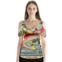 Fish Underwater Cubism Mosaic Butterfly Sleeve Cutout Tee  View1