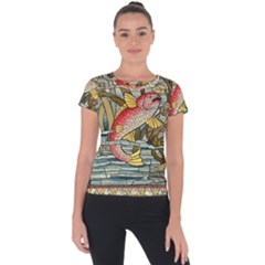 Fish Underwater Cubism Mosaic Short Sleeve Sports Top 