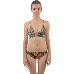 Fish Underwater Cubism Mosaic Wrap Around Bikini Set