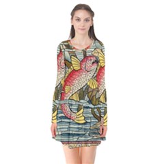 Fish Underwater Cubism Mosaic Flare Dress by Celenk