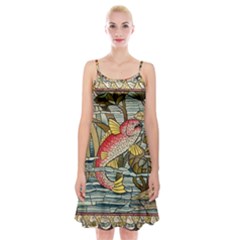 Fish Underwater Cubism Mosaic Spaghetti Strap Velvet Dress by Celenk