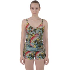 Fish Underwater Cubism Mosaic Tie Front Two Piece Tankini