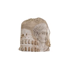 Colosseum Rome Caesar Background Drawstring Pouches (small)  by Celenk