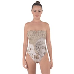 Colosseum Rome Caesar Background Tie Back One Piece Swimsuit