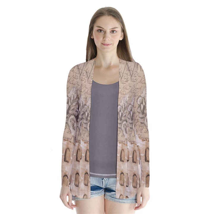 Colosseum Rome Caesar Background Drape Collar Cardigan