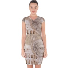 Colosseum Rome Caesar Background Capsleeve Drawstring Dress 