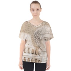 Colosseum Rome Caesar Background V-neck Dolman Drape Top