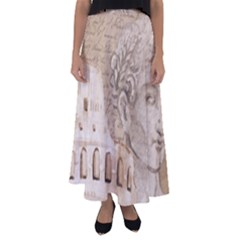 Colosseum Rome Caesar Background Flared Maxi Skirt