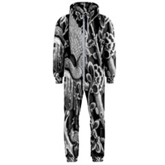 Black And White Pattern Texture Hooded Jumpsuit (men)  by Celenk