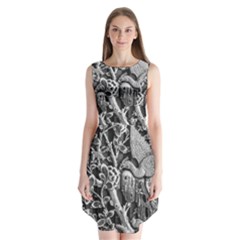 Black And White Pattern Texture Sleeveless Chiffon Dress   by Celenk