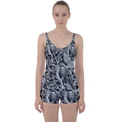 Black And White Pattern Texture Tie Front Two Piece Tankini by Celenk