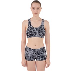 Black And White Pattern Texture Work It Out Sports Bra Set