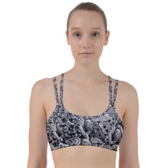 Black And White Pattern Texture Line Them Up Sports Bra