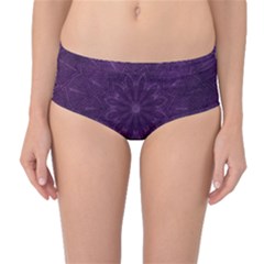 Background Purple Mandala Lilac Mid-waist Bikini Bottoms by Celenk