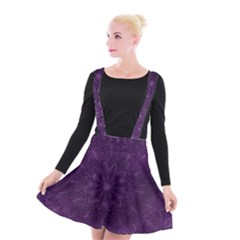 Background Purple Mandala Lilac Suspender Skater Skirt by Celenk