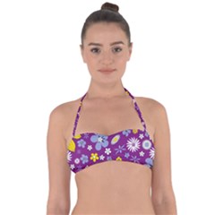 Floral Flowers Halter Bandeau Bikini Top by Celenk