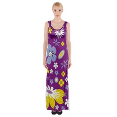 Floral Flowers Maxi Thigh Split Dress by Celenk