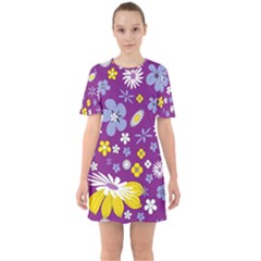 Floral Flowers Sixties Short Sleeve Mini Dress