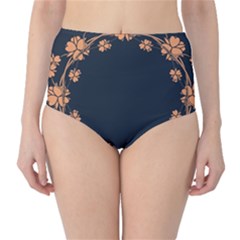 Floral Vintage Royal Frame Pattern High-waist Bikini Bottoms by Celenk