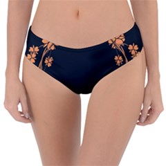 Floral Vintage Royal Frame Pattern Reversible Classic Bikini Bottoms