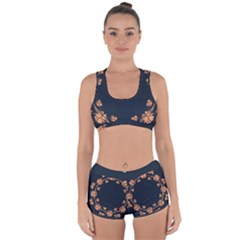 Floral Vintage Royal Frame Pattern Racerback Boyleg Bikini Set