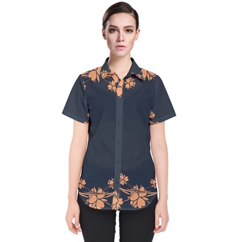 Floral Vintage Royal Frame Pattern Women s Short Sleeve Shirt by Celenk