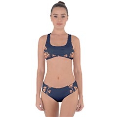 Floral Vintage Royal Frame Pattern Criss Cross Bikini Set by Celenk