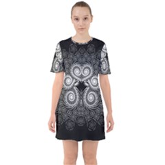 Fractal Filigree Lace Vintage Sixties Short Sleeve Mini Dress