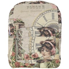 French Vintage Girl Roses Clock Full Print Backpack