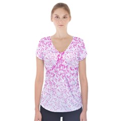 Halftone Dot Background Pattern Short Sleeve Front Detail Top by Celenk