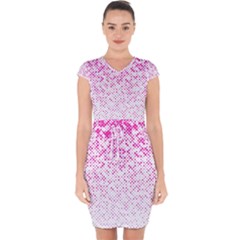 Halftone Dot Background Pattern Capsleeve Drawstring Dress 