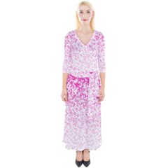 Halftone Dot Background Pattern Quarter Sleeve Wrap Maxi Dress