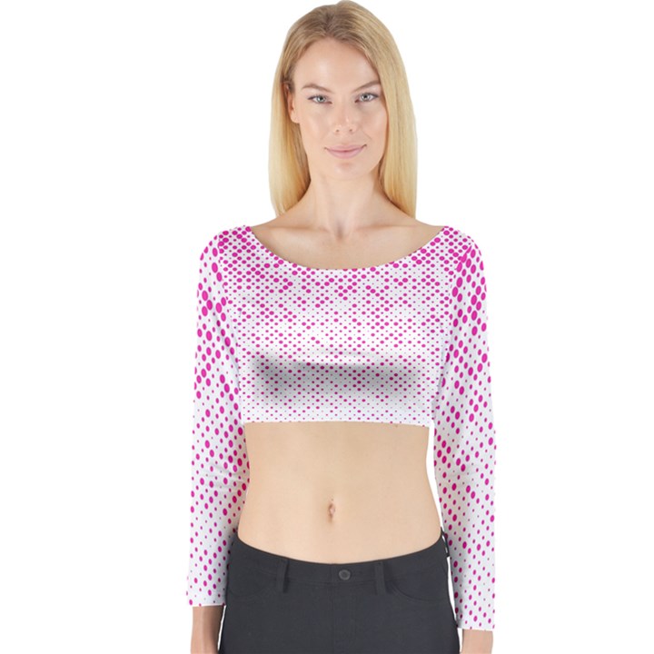 Halftone Dot Background Pattern Long Sleeve Crop Top