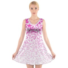 Halftone Dot Background Pattern V-neck Sleeveless Skater Dress by Celenk