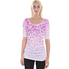 Halftone Dot Background Pattern Wide Neckline Tee