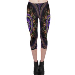 Fractal Vintage Colorful Decorative Capri Leggings  by Celenk